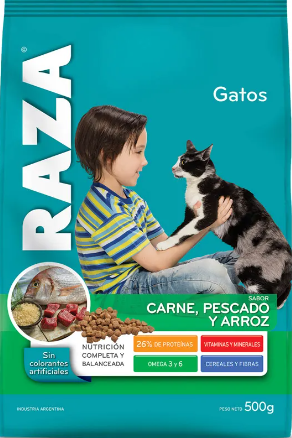 Alim Raza Gato Carne/Pescado/Arroz - 26% Proteinas